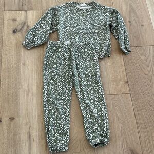 Jessica Simpson girls floral set cozy green sage 5/6Y